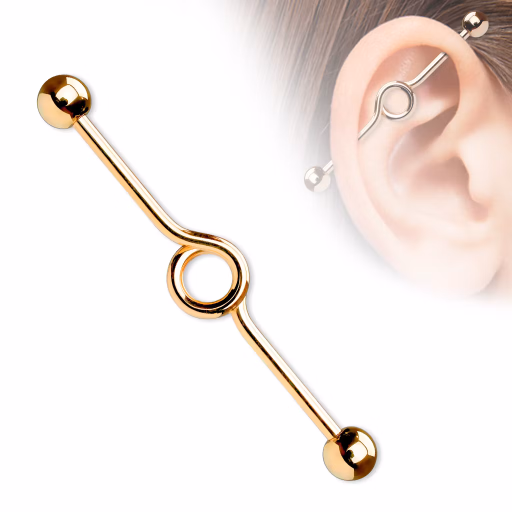 PVD pläterad industrial barbell med loop
