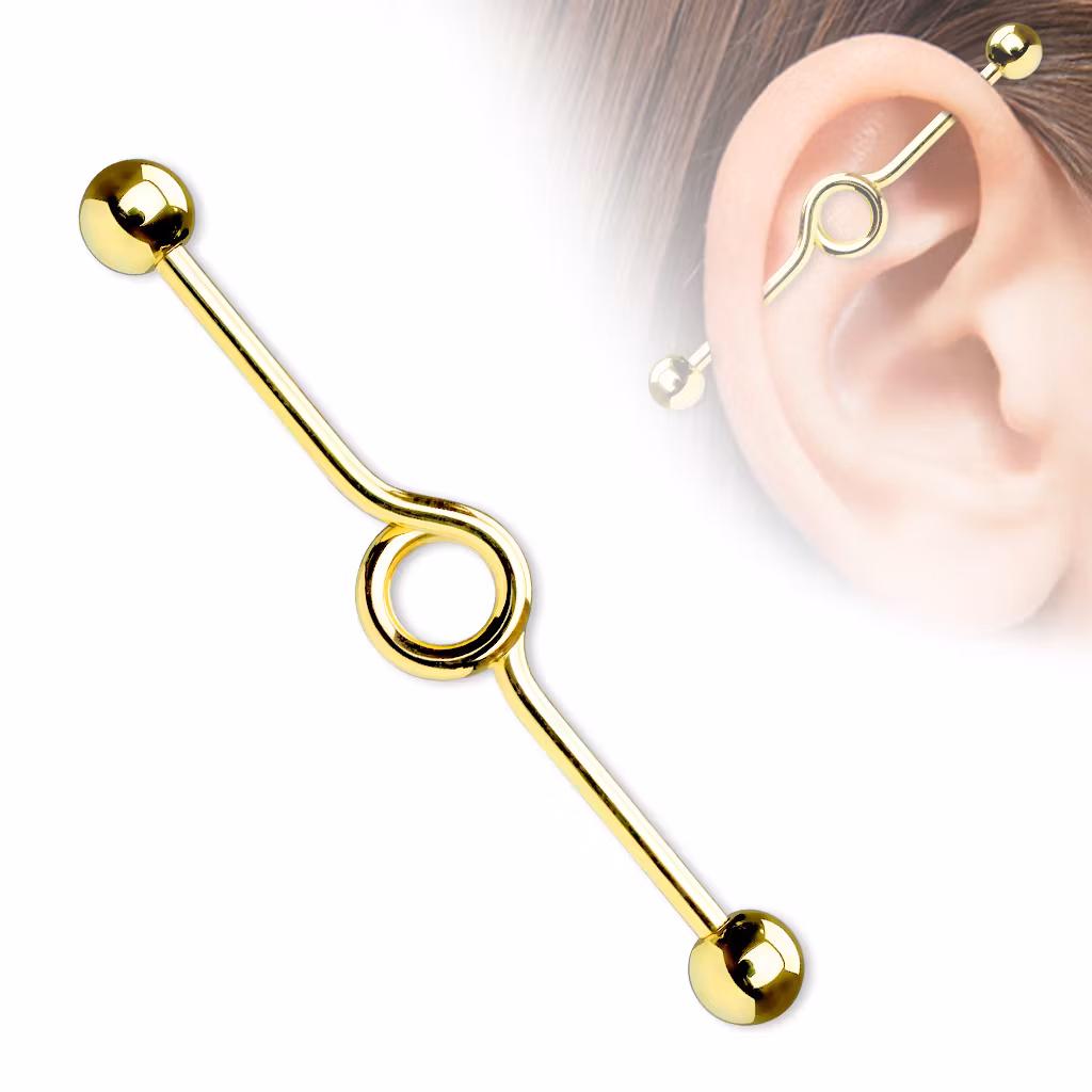 PVD pläterad industrial barbell med loop