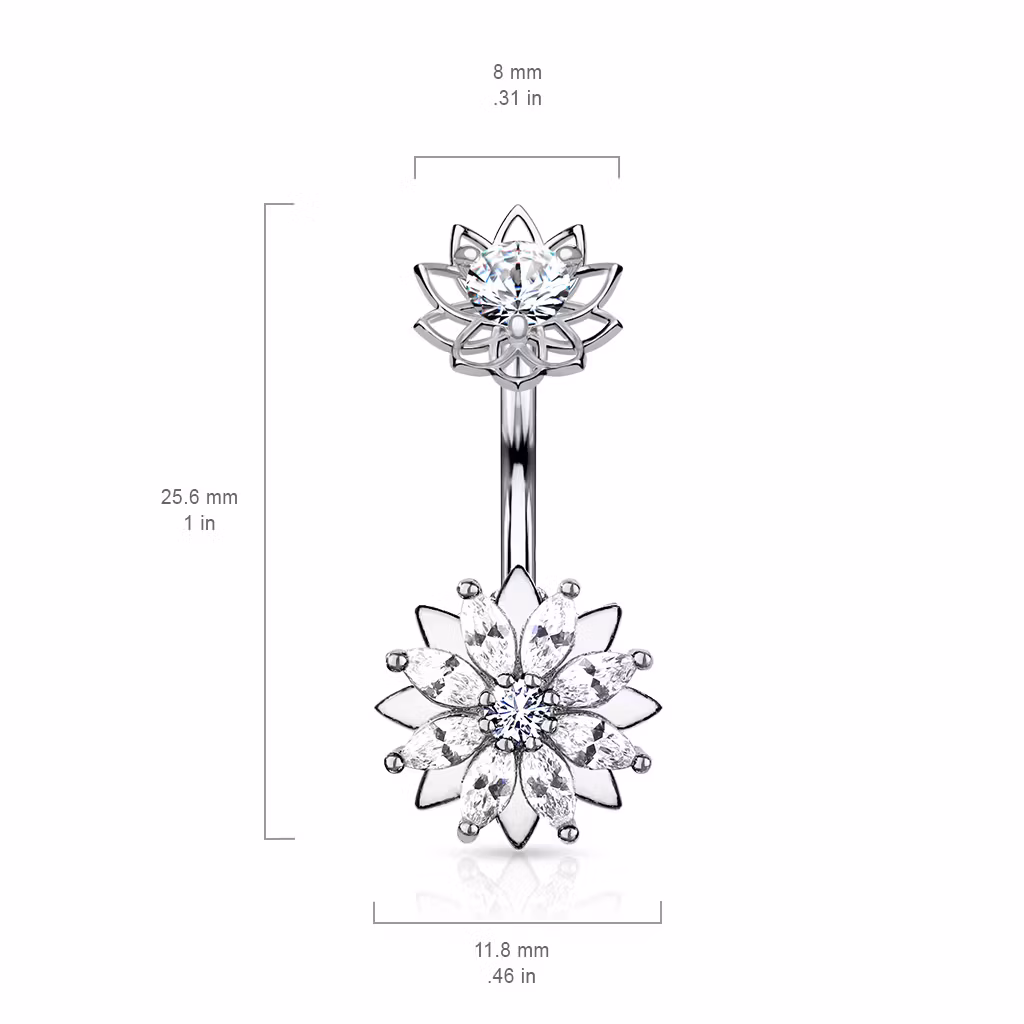 Navelsmycke - Marquise CZ blomma