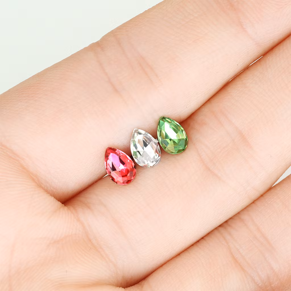 Tragus barbell 1.2mm med droppformad crystal