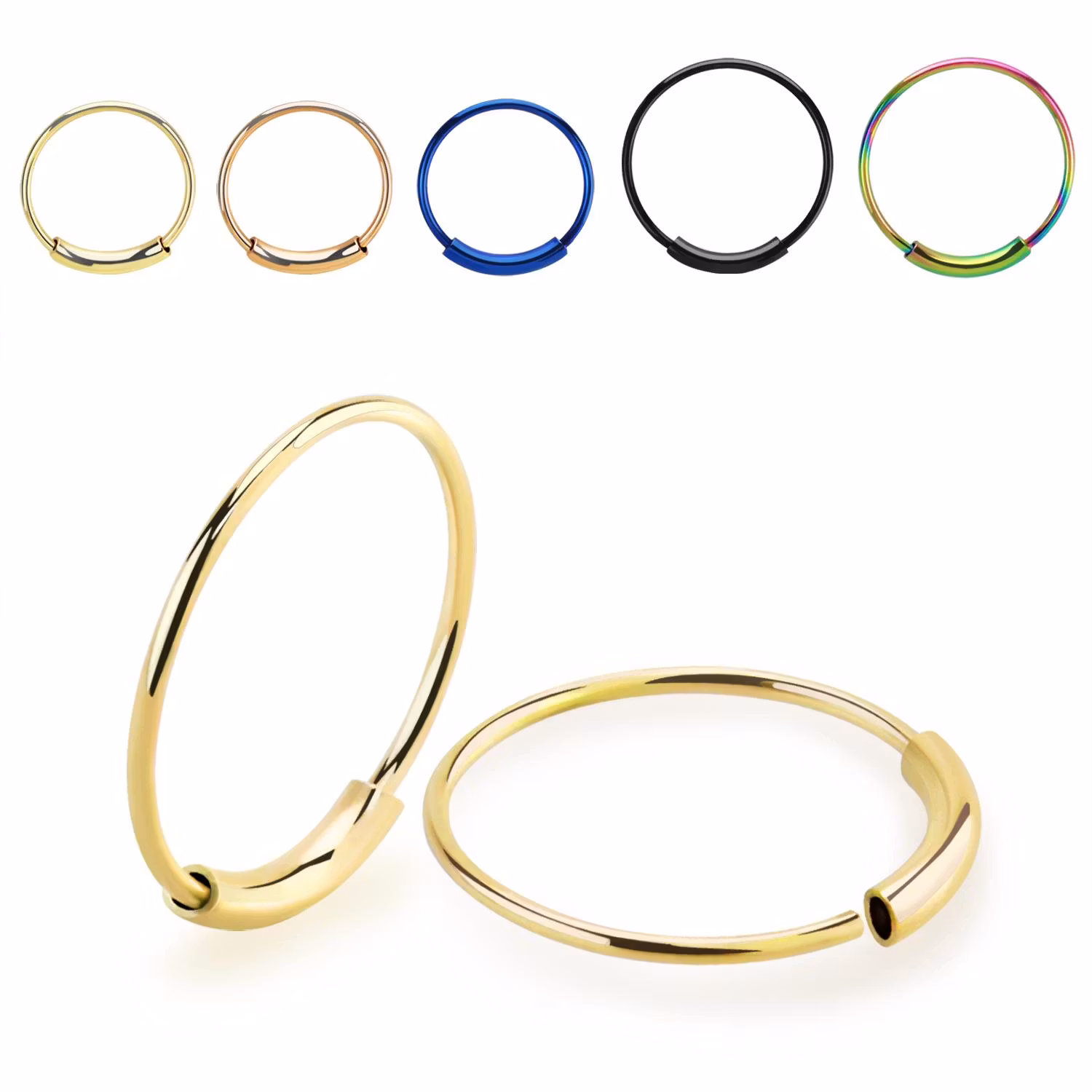 PVD-Pläterad hoop näsring / sömlös ring 0.6mm