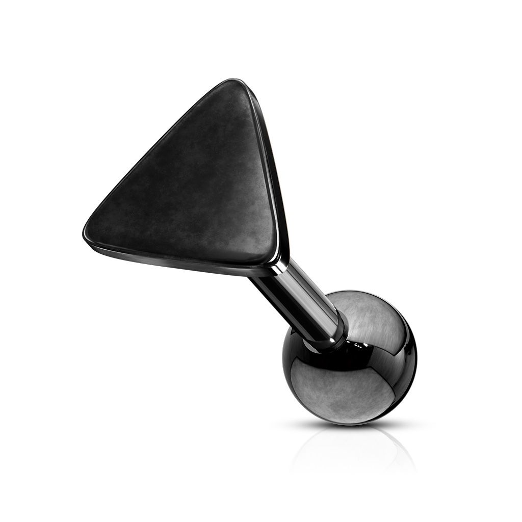 Tragus / helix barbell 1.2mm med triangelformad topp