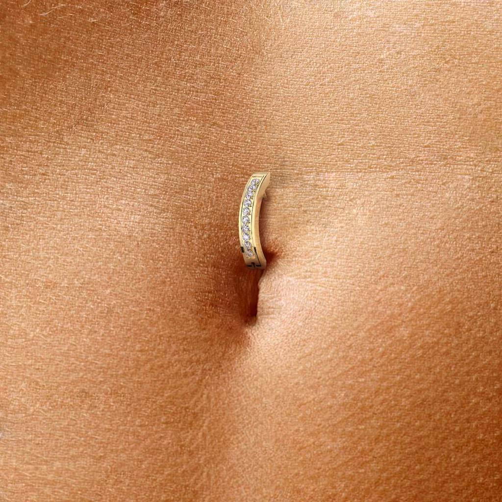 Titanium navelsmycke med cubic zirconia - unik design