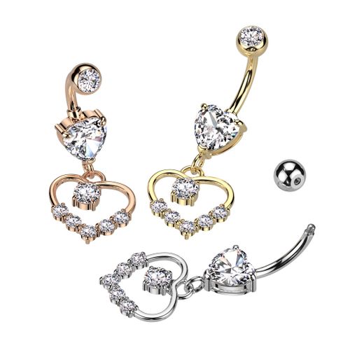 Navelsmycke - Hjärta med cubic zirconia