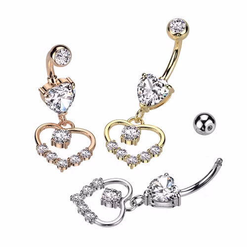 Navelsmycke - Hjärta med cubic zirconia