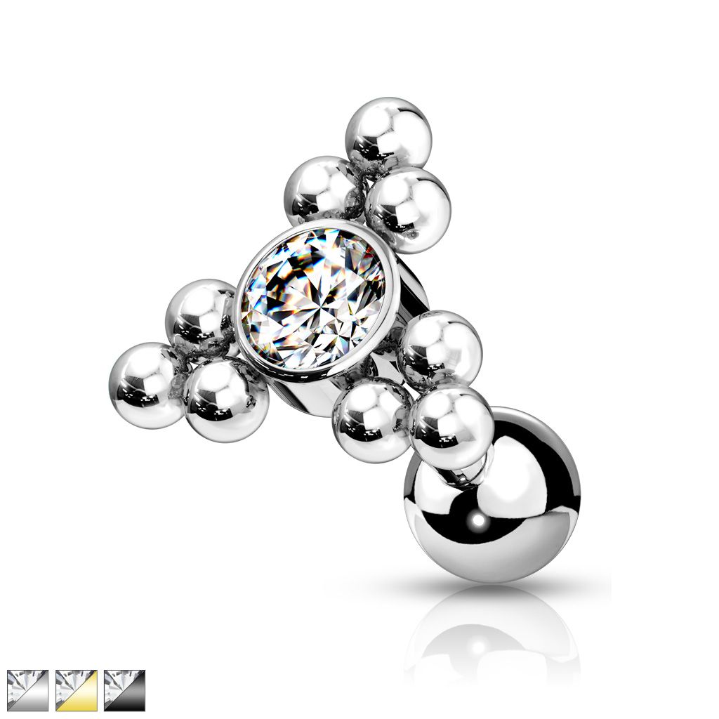 Barbell med triangelkluster och centrerad crystal