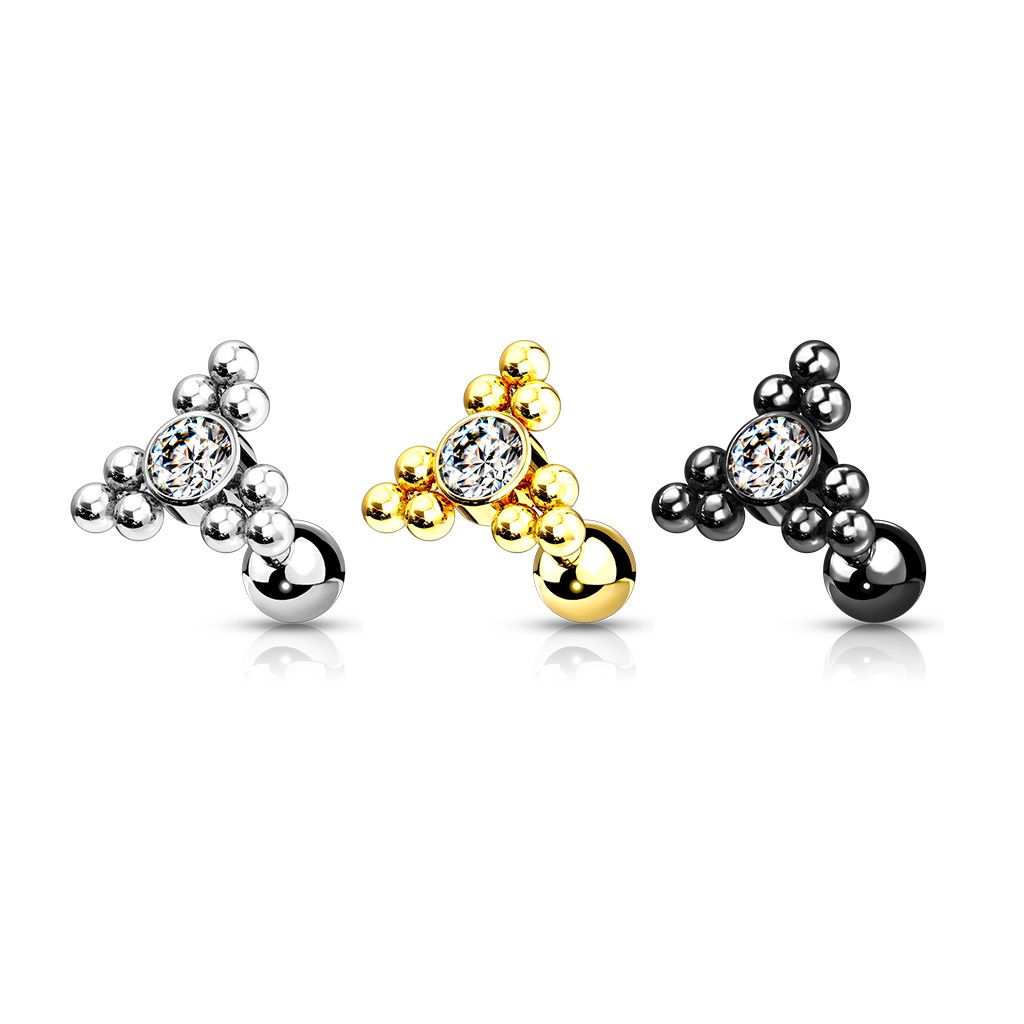 Barbell med triangelkluster och centrerad crystal