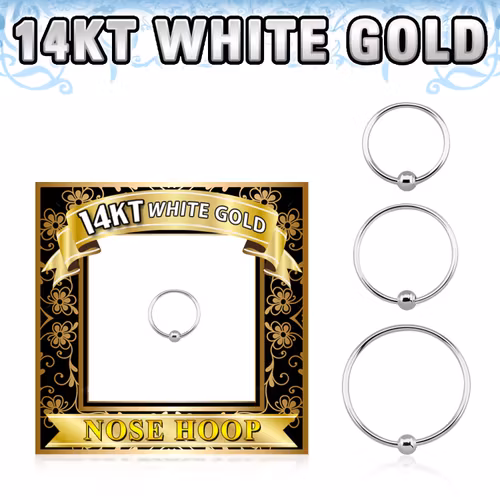 Näsring/nose hoop 0.6mm med kula äkta 14 karat vitguld