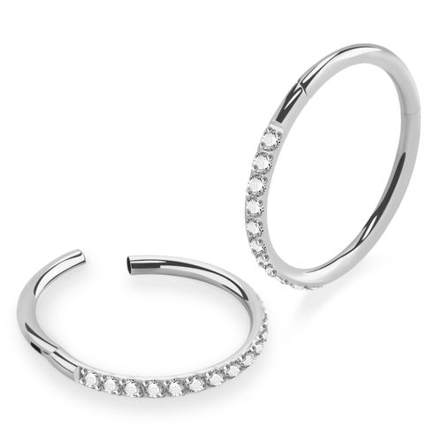 Segmentring 1.0mm med gångjärn och CZ stenar på ytterkanten