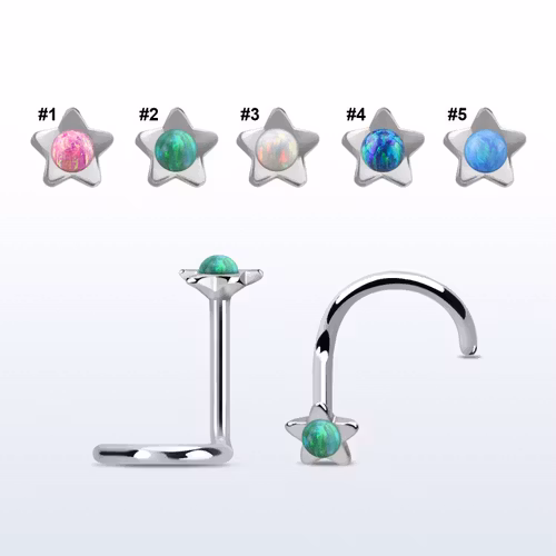 Nässmycke "Nose screw" 0.8mm stjärna med 1.5mm opalit