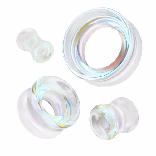 Glastunnel med iriserande effekt