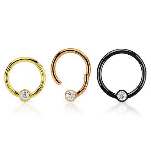 PVD-Pläterad segmentring 1.2mm med gångjärn och 3mm crystalkula