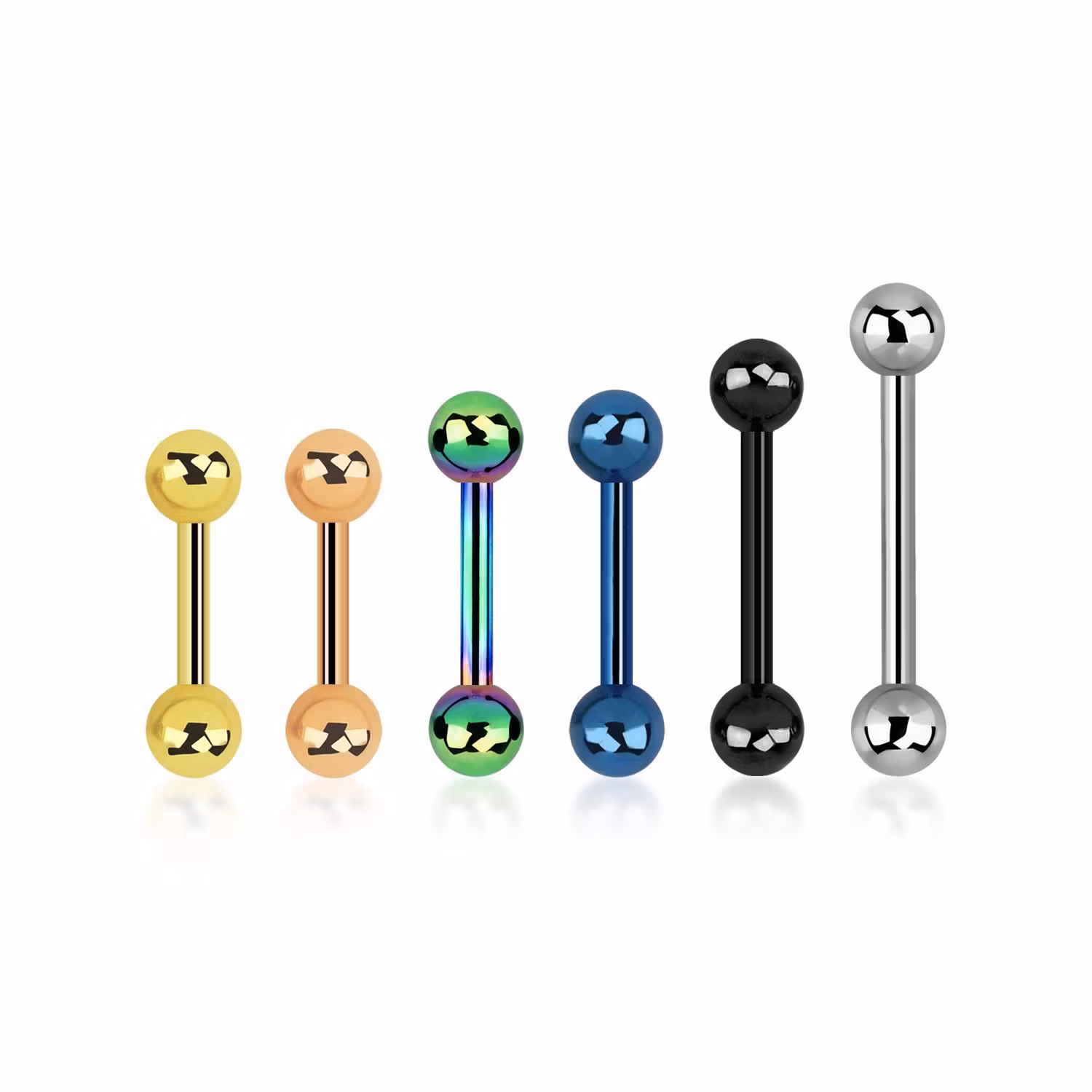 Barbell i 316L kirurgiskt stål 1mm med 3mm kulor