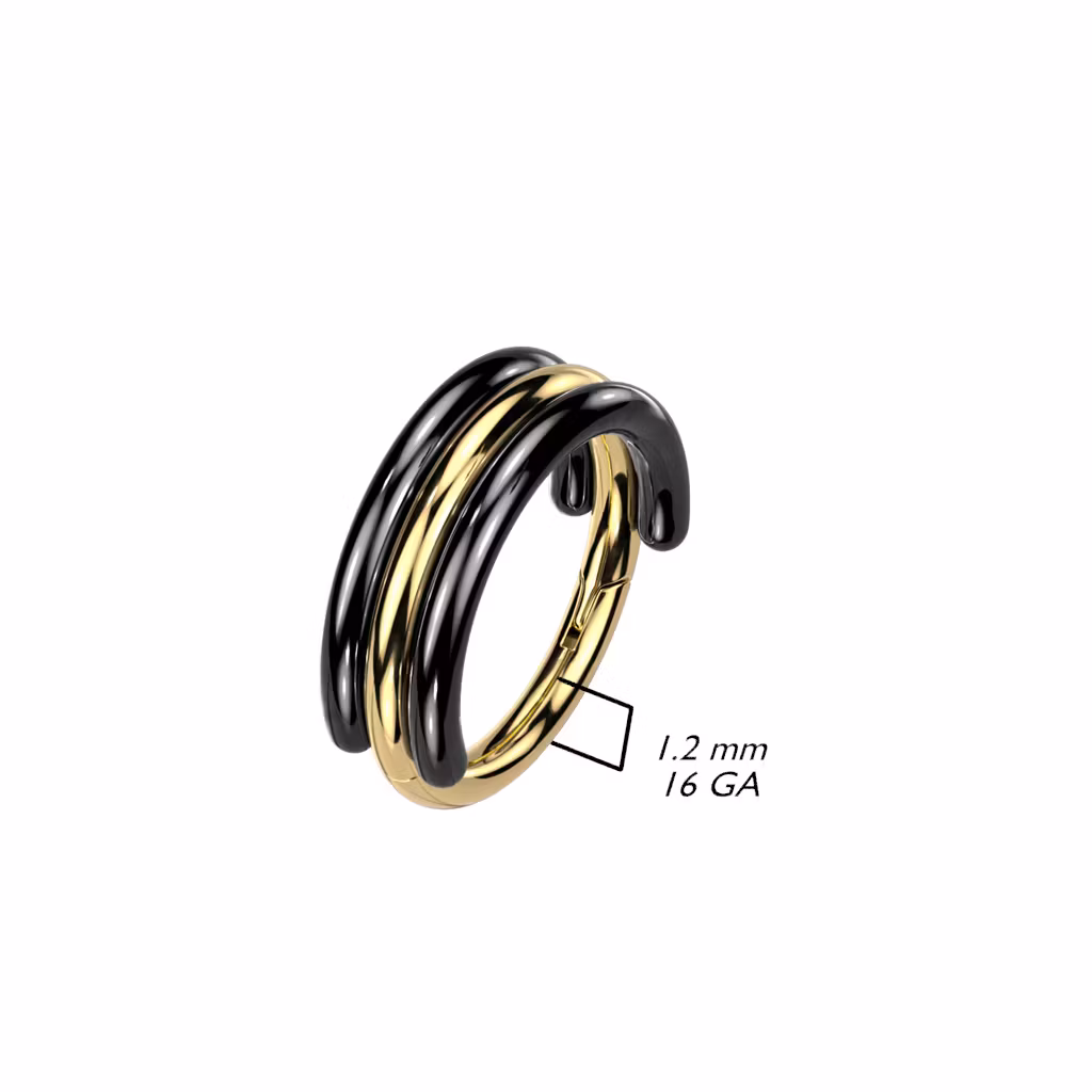 Titanium dubbel hoop ring med gångjärn