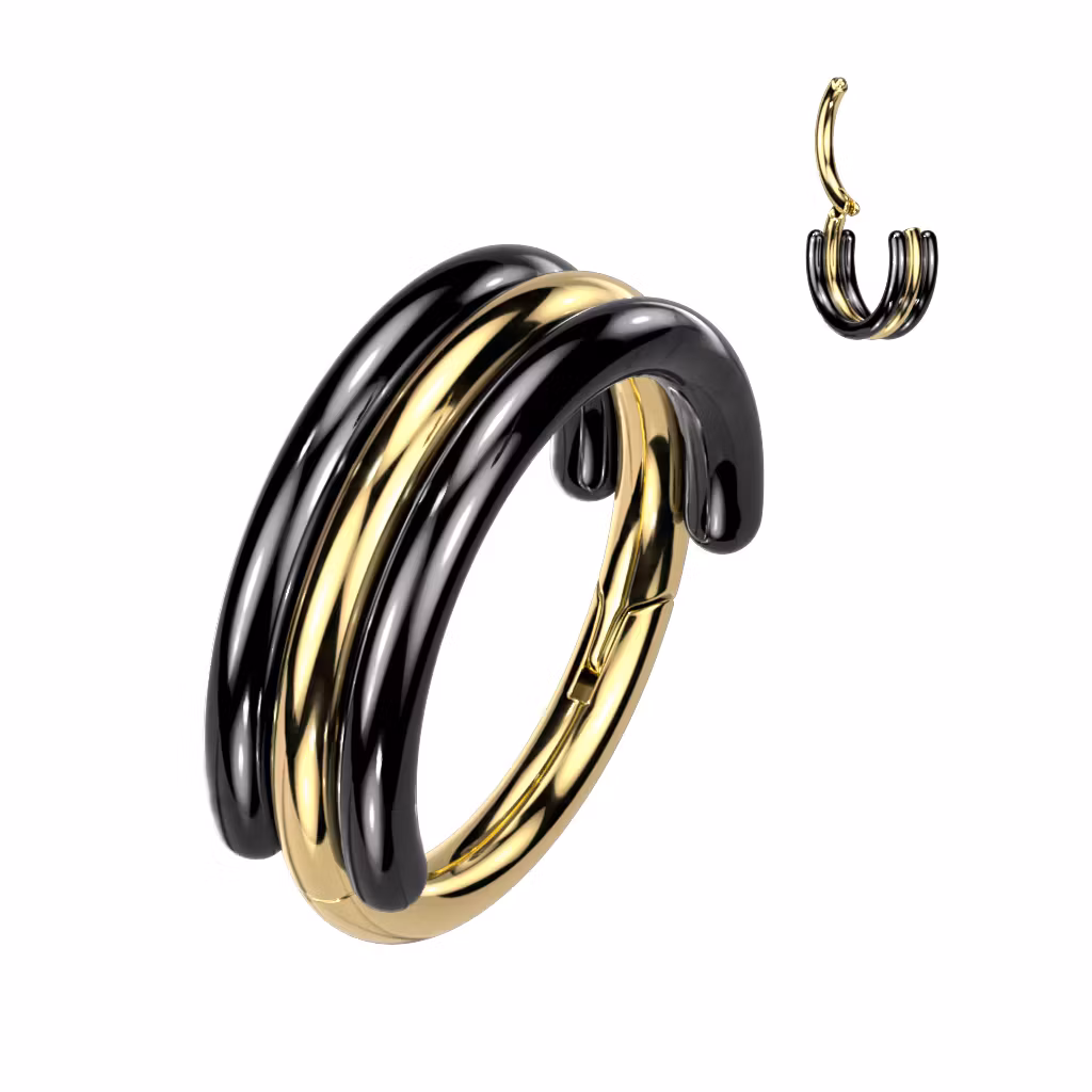 Titanium dubbel hoop ring med gångjärn