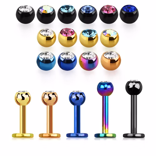 Eloxerad labret 1.2mm med 3mm crystalkula