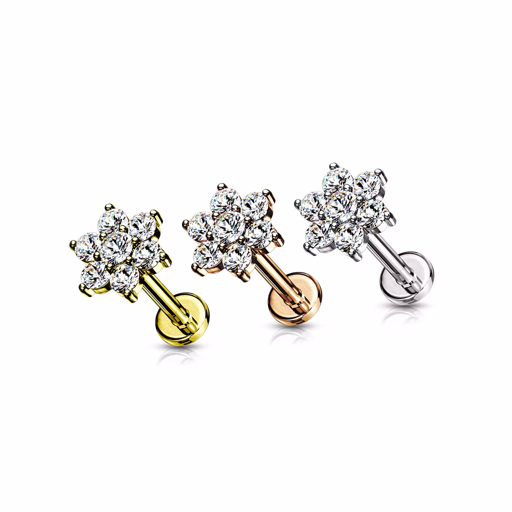 Labret med crystalklädd blomma