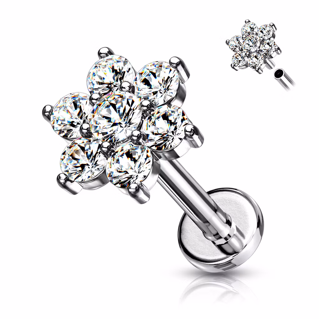 Labret med crystalklädd blomma
