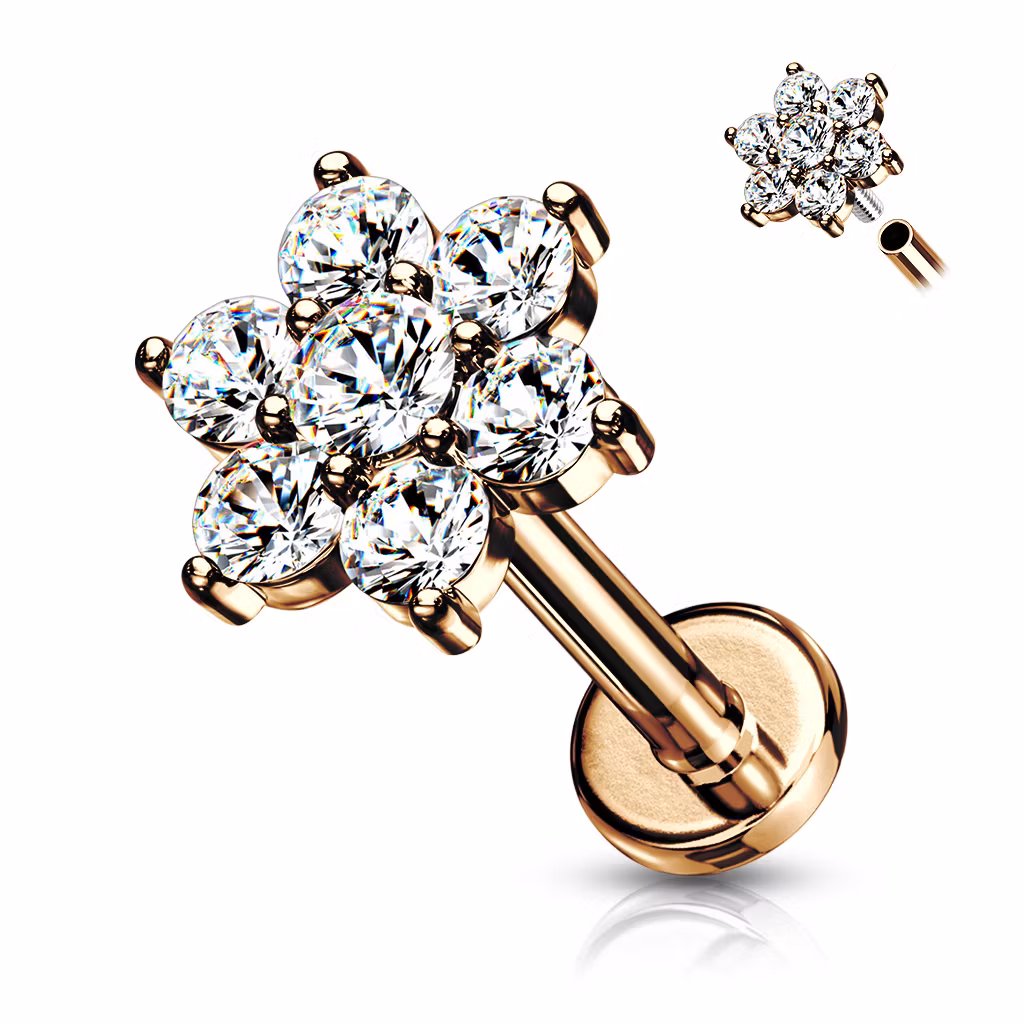 Labret med crystalklädd blomma