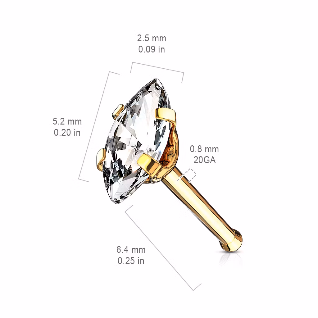 Nässmycke "nose bone" med navettslipad cubic zirconia