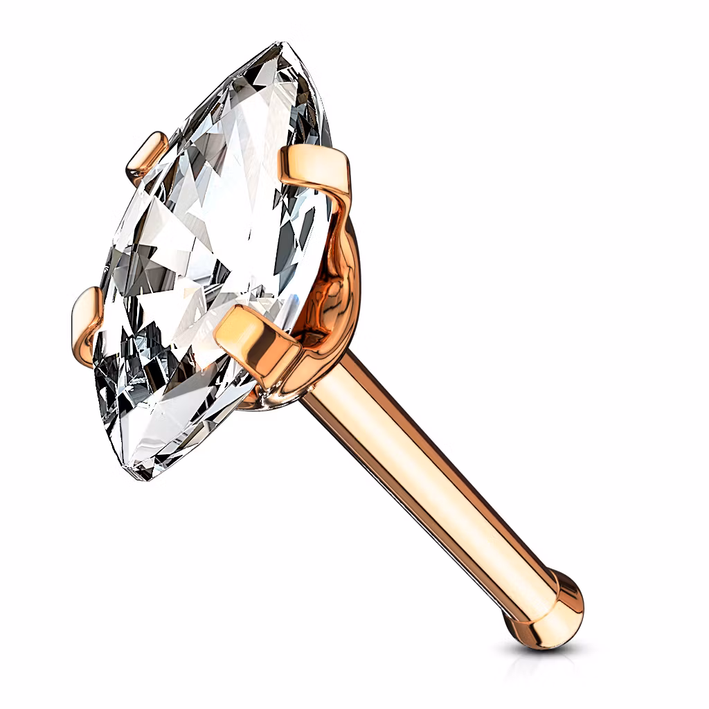 Nässmycke "nose bone" med navettslipad cubic zirconia