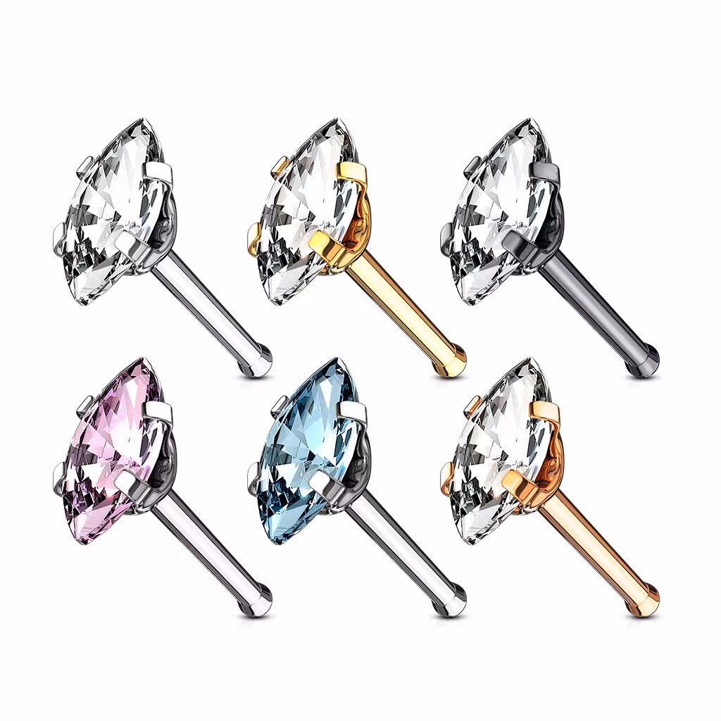Nässmycke "nose bone" med navettslipad cubic zirconia
