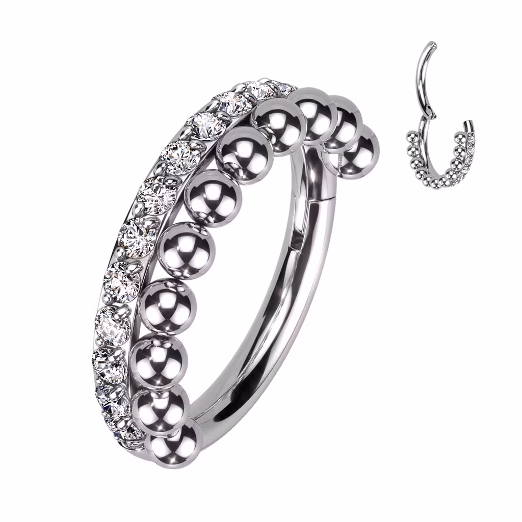 Hoop ring med gångjärn - cubic zirconia och kulor