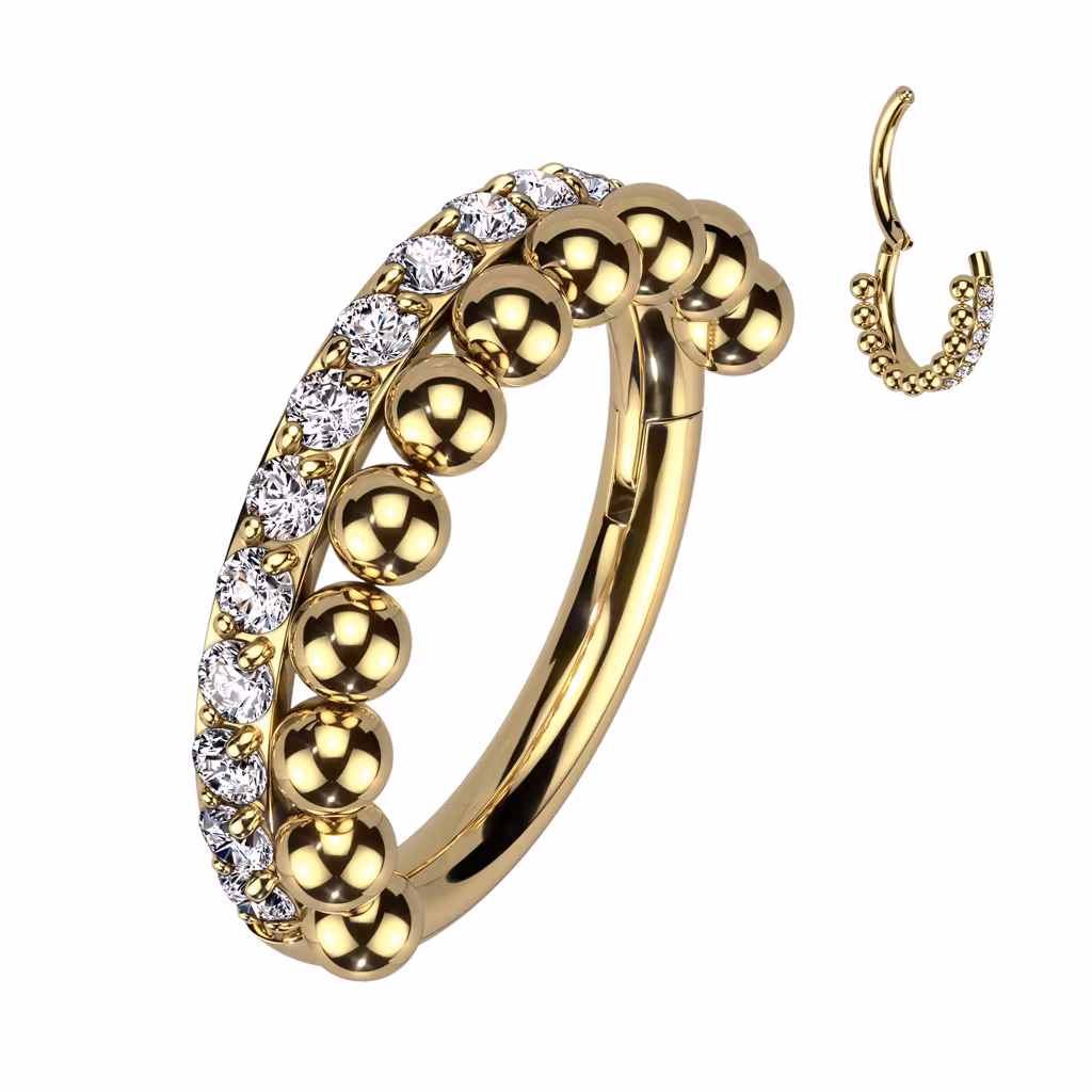 Hoop ring med gångjärn - cubic zirconia och kulor