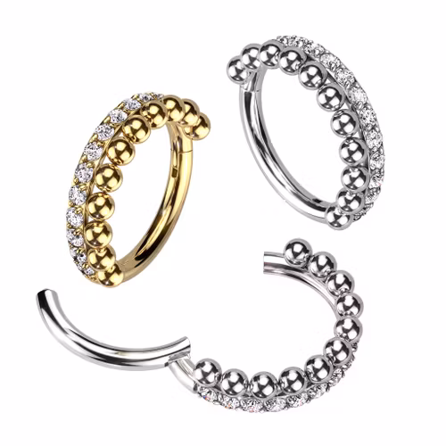 Hoop ring med gångjärn - cubic zirconia och kulor
