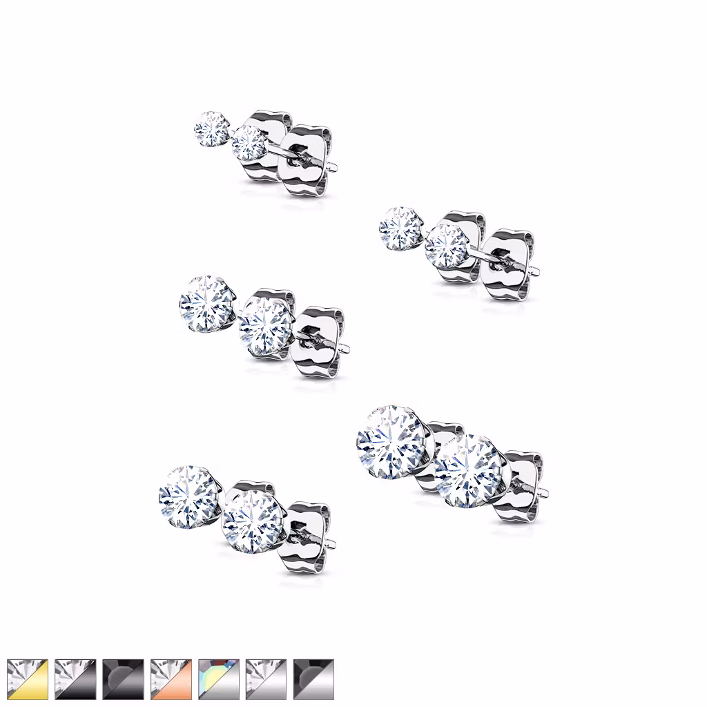 Örhänge kirurgiskt stål med rund cubic zirconia (5 par)