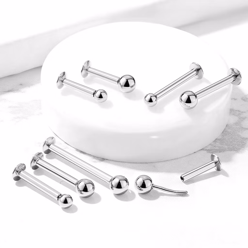 Threadless labret i 316L kirurgiskt stål 0.8mm med kula