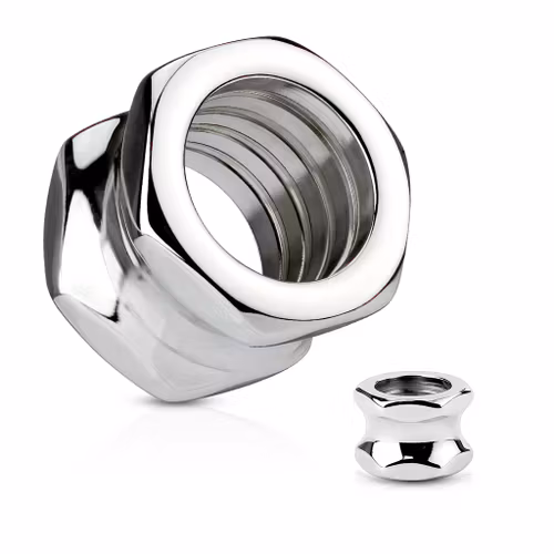 Sexkantig ståltunnel i form av en mutter