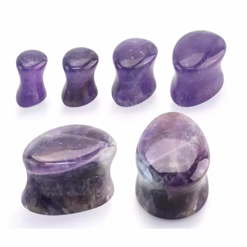 Droppformad stenplugg i ametist