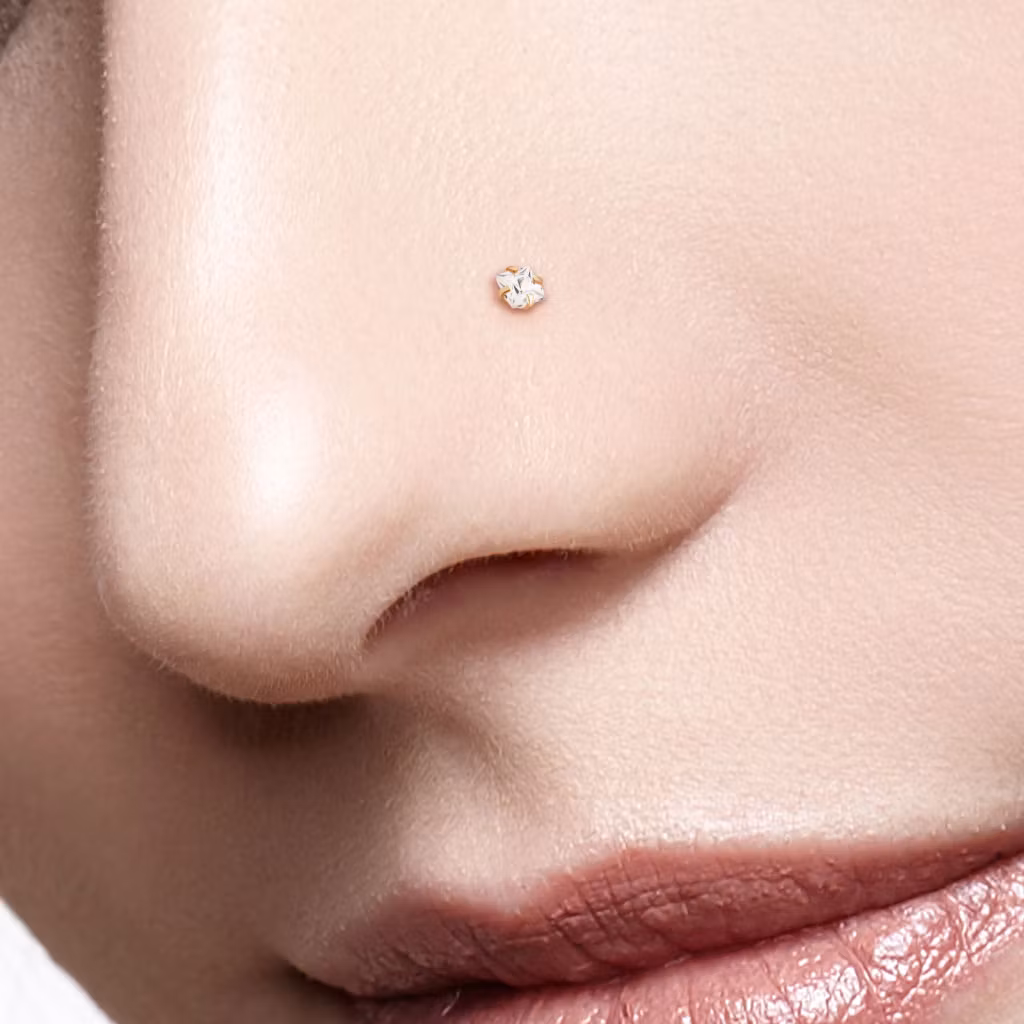 Nässmycke "Nose screw" 1.0mm med prong-set fyrkantig CZ