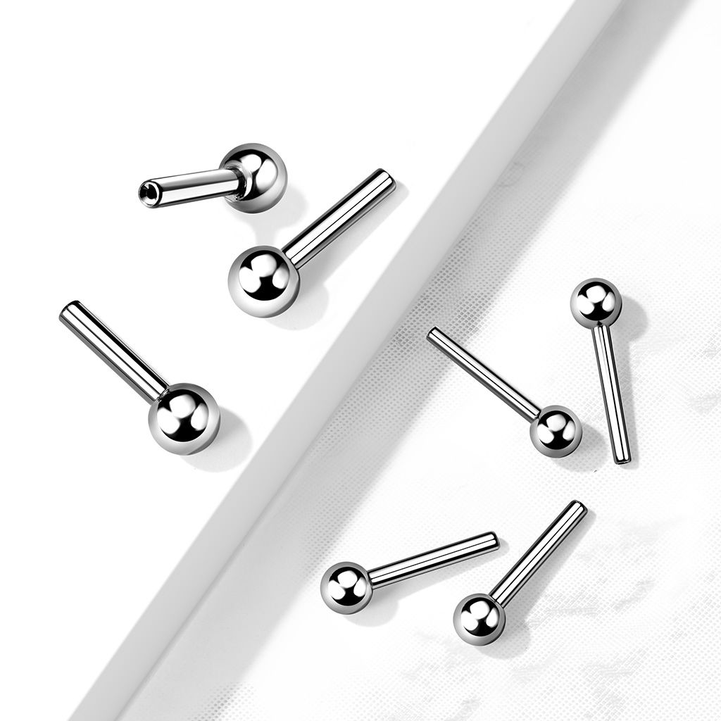 Threadless barbell i titanium - med kula i ena änden (lös del)