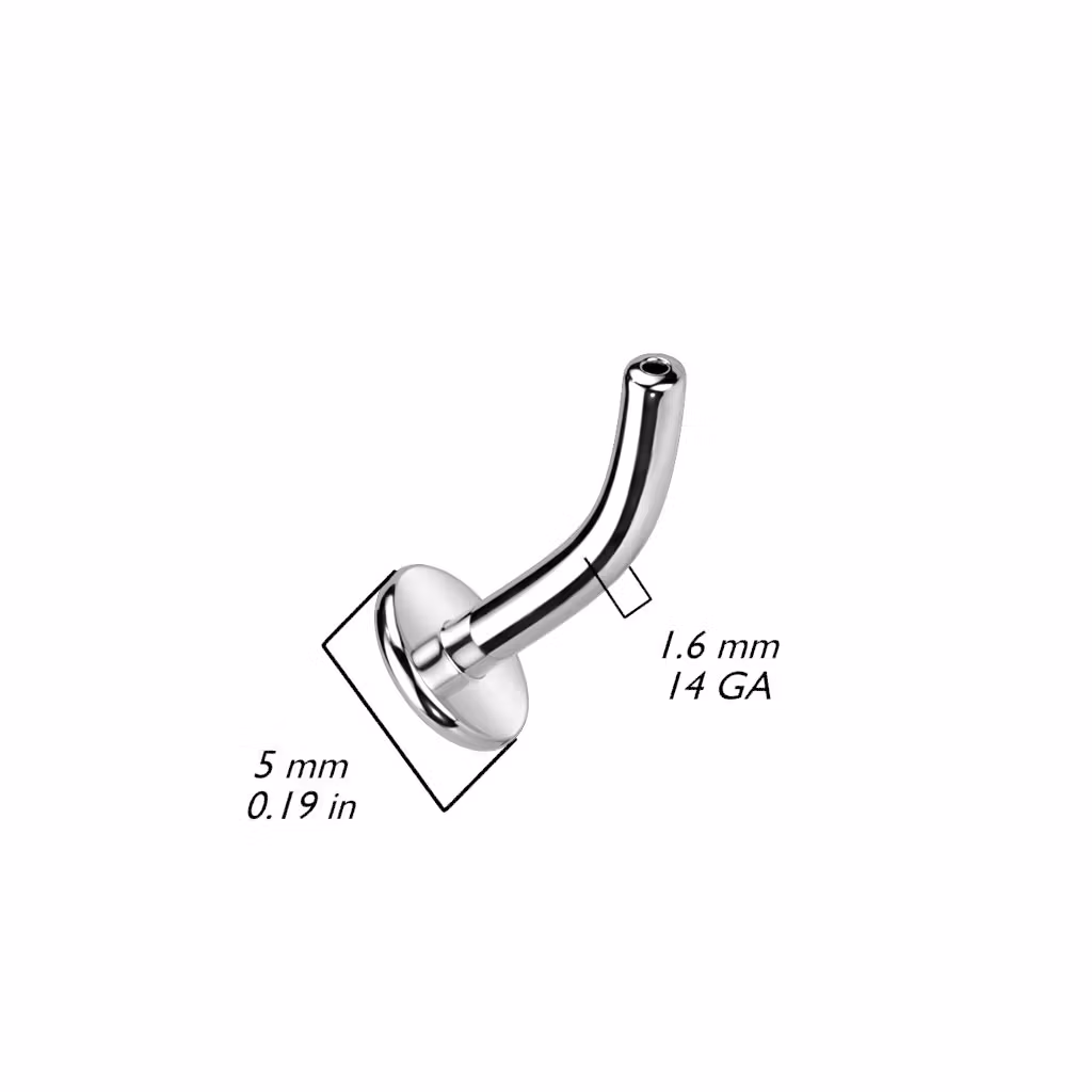 Threadless böjd labret "floating navel" i titanium (lös del)