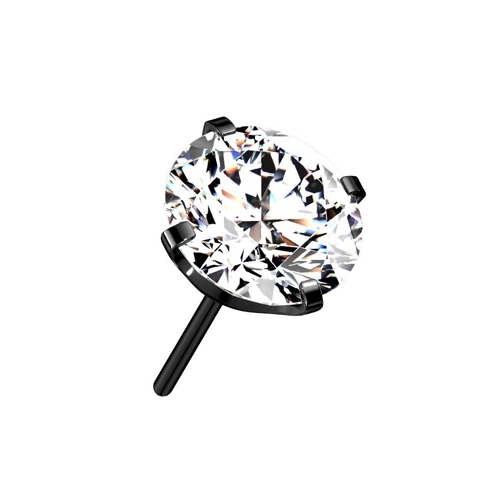 Threadless topp i titanium - Prong-set CZ