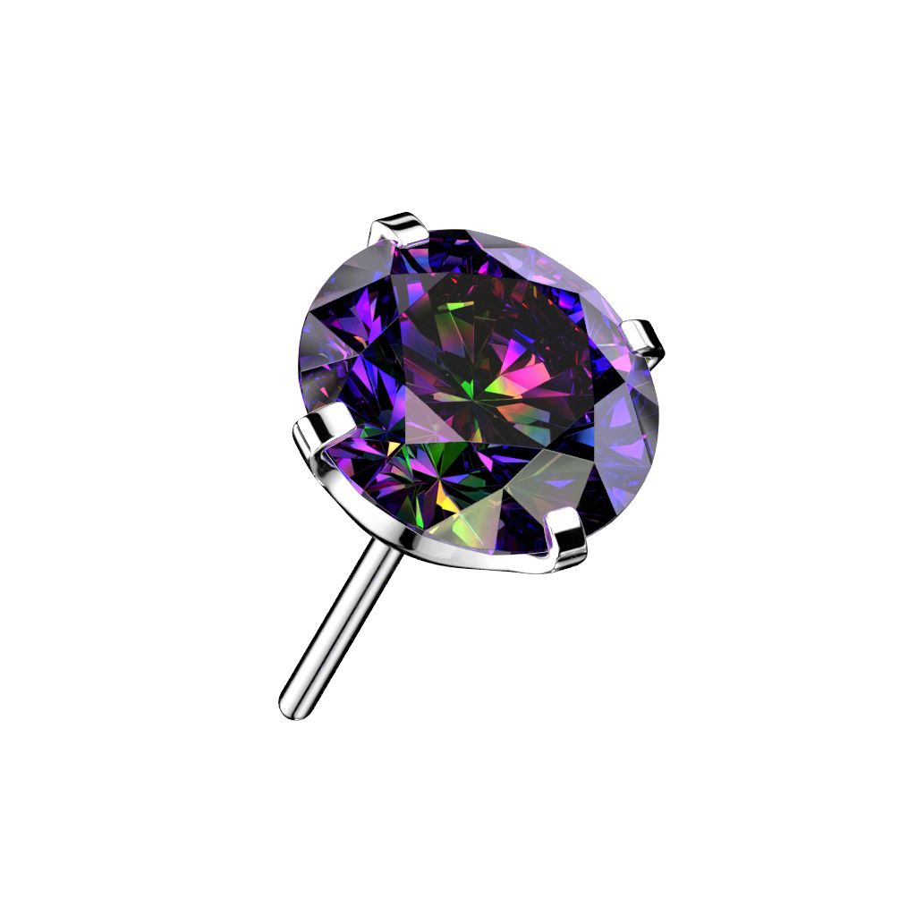 Threadless topp i titanium - Prong-set CZ