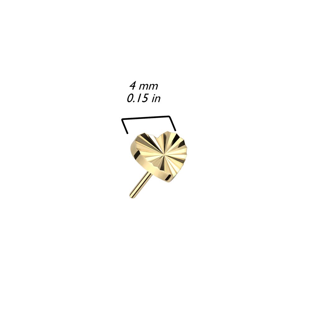 Threadless topp i titanium - 4mm diamantslipat hjärta