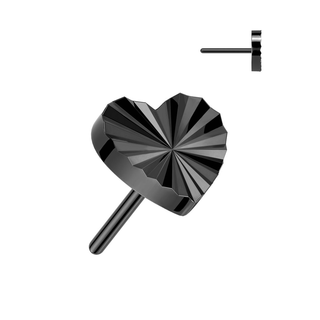 Threadless topp i titanium - 4mm diamantslipat hjärta