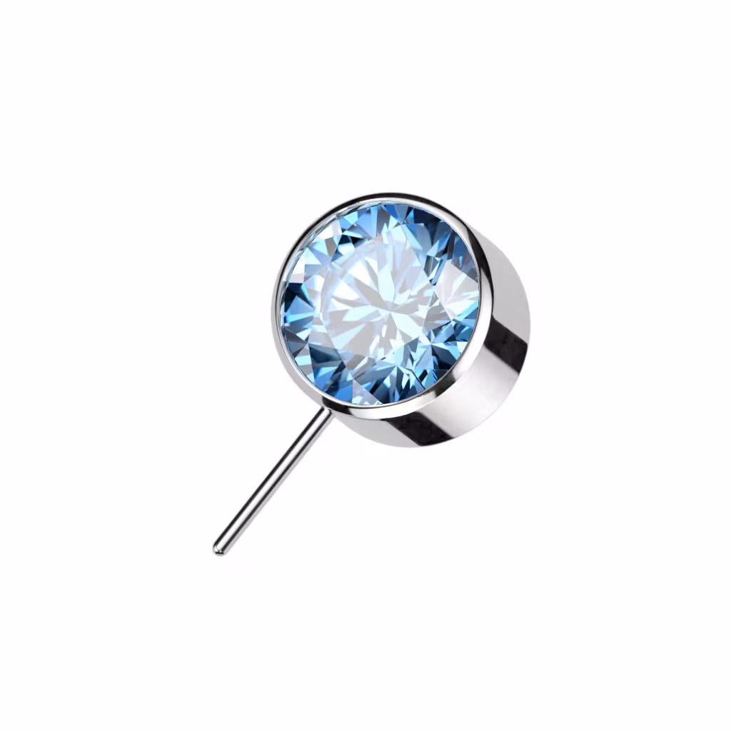 Threadless topp i titanium - Frontad cylinder med CZ
