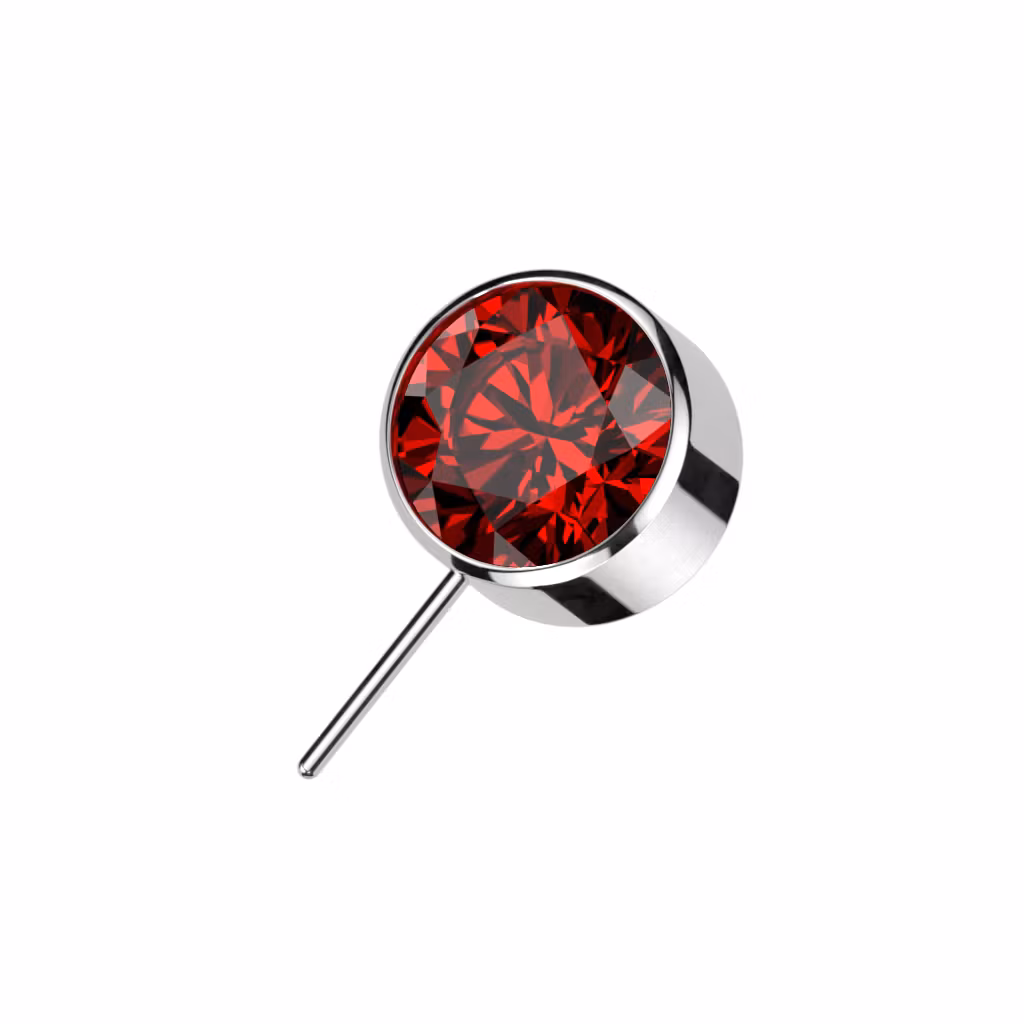 Threadless topp i titanium - Frontad cylinder med CZ