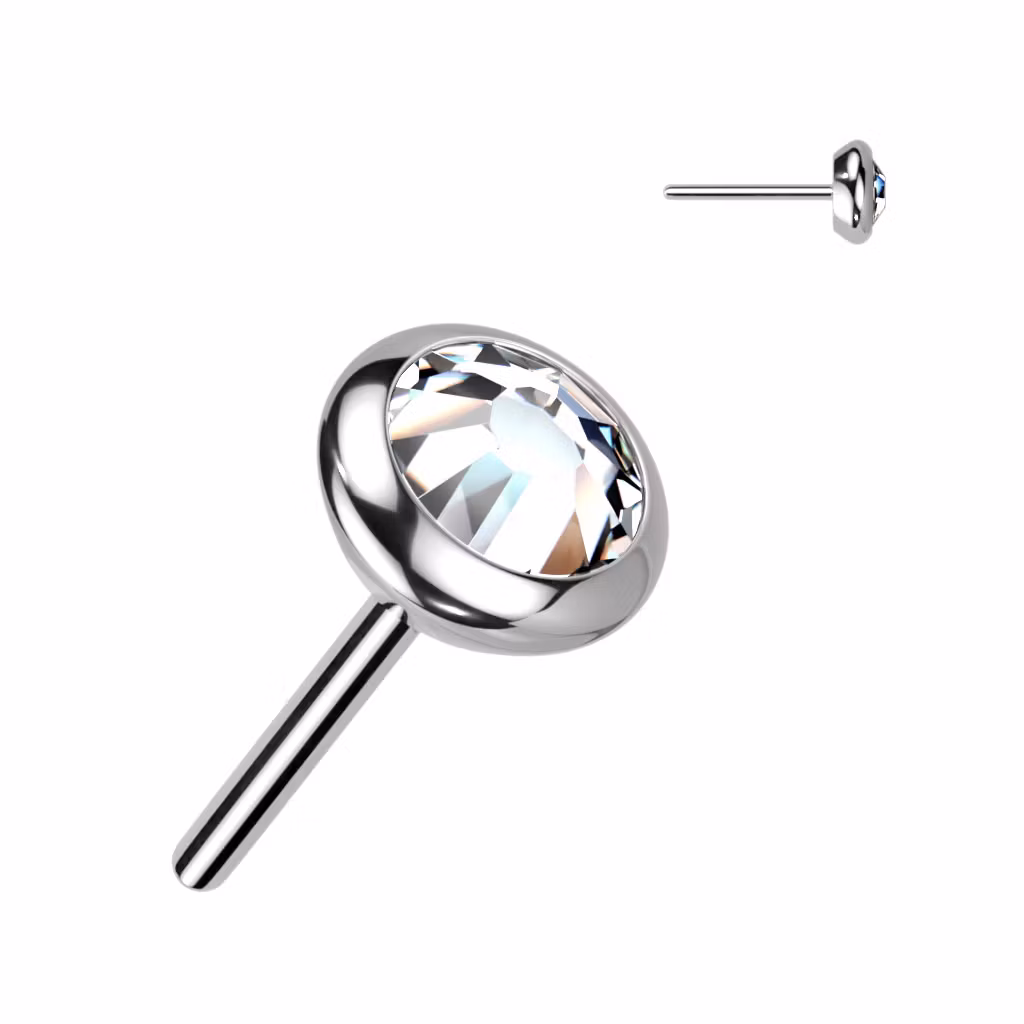 Threadless topp i titanium - Rund topp med CZ eller opalit