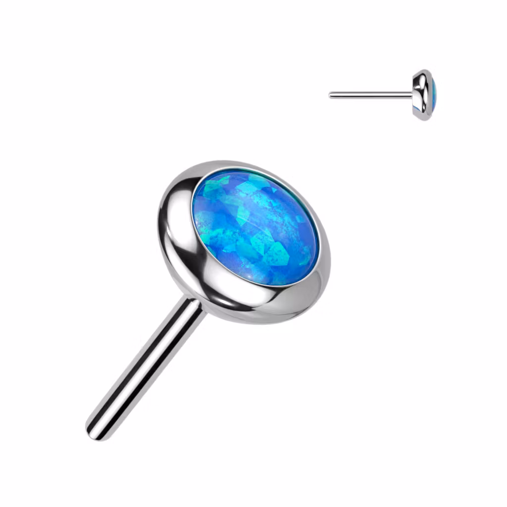 Threadless topp i titanium - Rund topp med CZ eller opalit