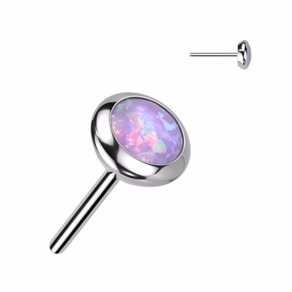 Threadless topp i titanium - Rund topp med CZ eller opalit