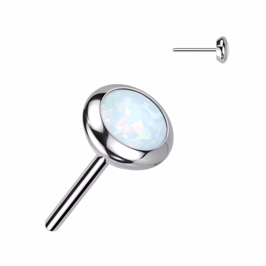 Threadless topp i titanium - Rund topp med CZ eller opalit