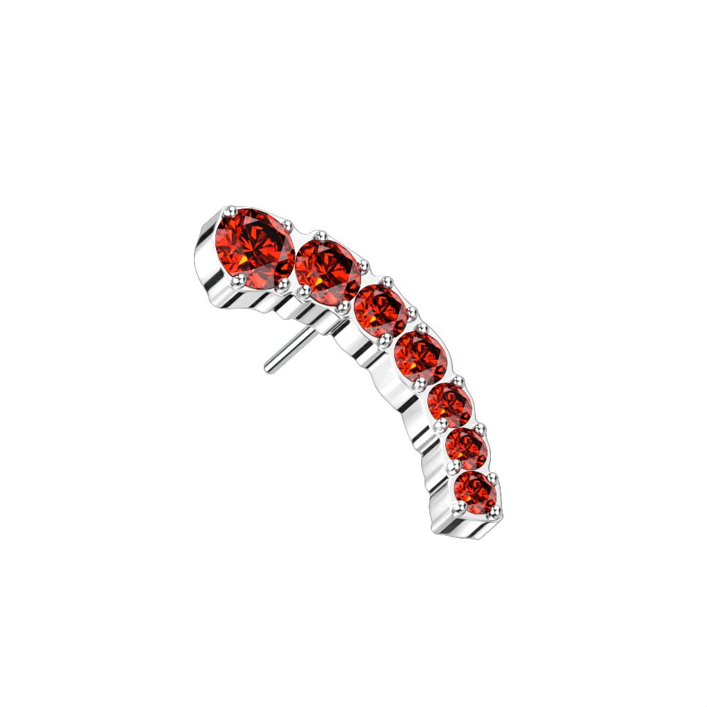 Threadless topp i titanium - Böjd topp med 7st "prong-set" CZ