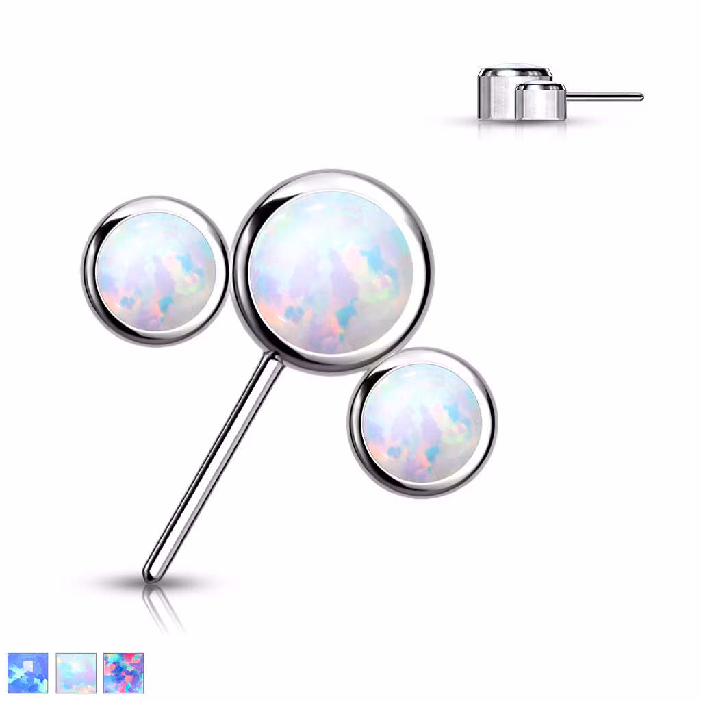 Threadless topp i titanium - Frontad topp med 3st opaliter