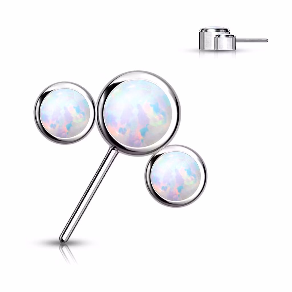 Threadless topp i titanium - Frontad topp med 3st opaliter