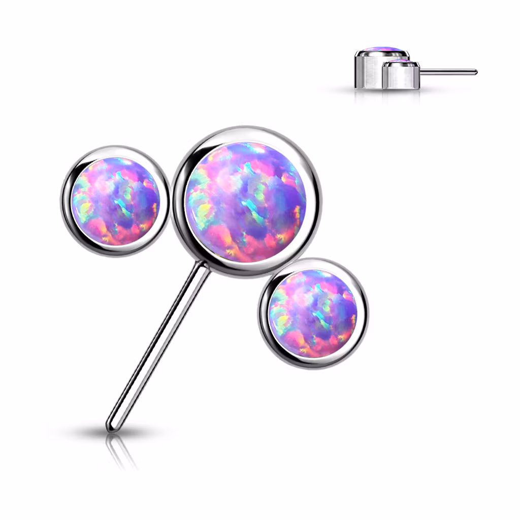 Threadless topp i titanium - Frontad topp med 3st opaliter